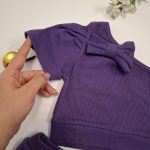 لباس راحتی و مجلسی دخترانه ست کبریتی بنفش مدل نیم‌تنه و شورتک - Image 2