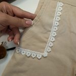 ست دو تکه دخترانه بلوز آستین کلوش و شلوار دمپا گیپور - Image 4